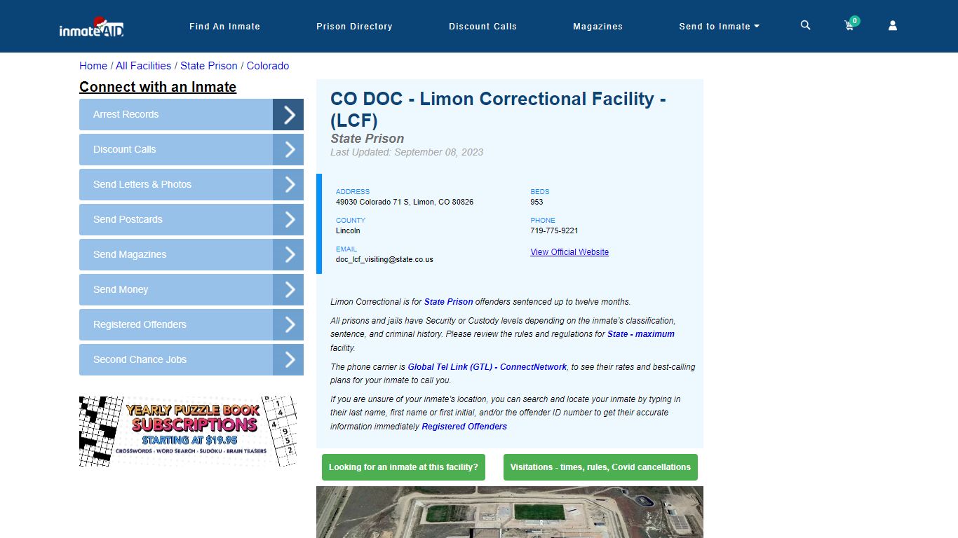 CO DOC - Limon Correctional Facility - (LCF) & Inmate Search ...