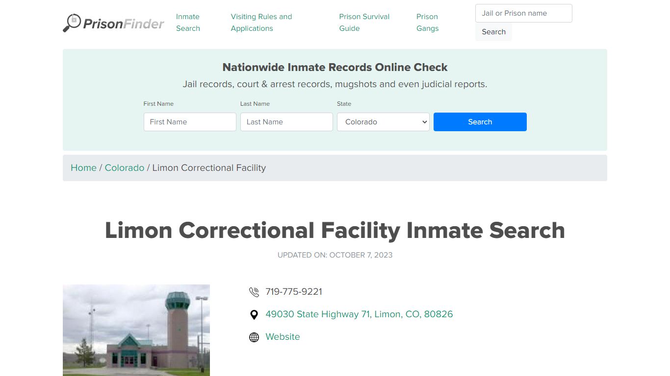 Limon Correctional Facility Inmate Search, Mugshots , Visitation, Phone ...