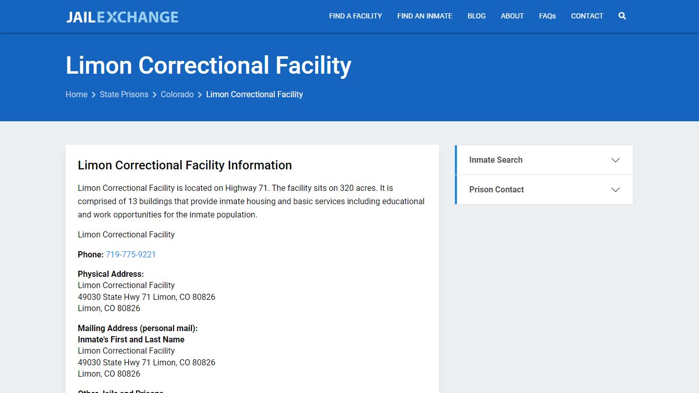 Limon Correctional Facility Inmate Search, CO - Jail Exchange