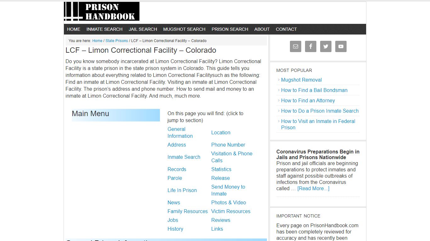 LCF – Limon Correctional Facility – Colorado - Prison Handbook